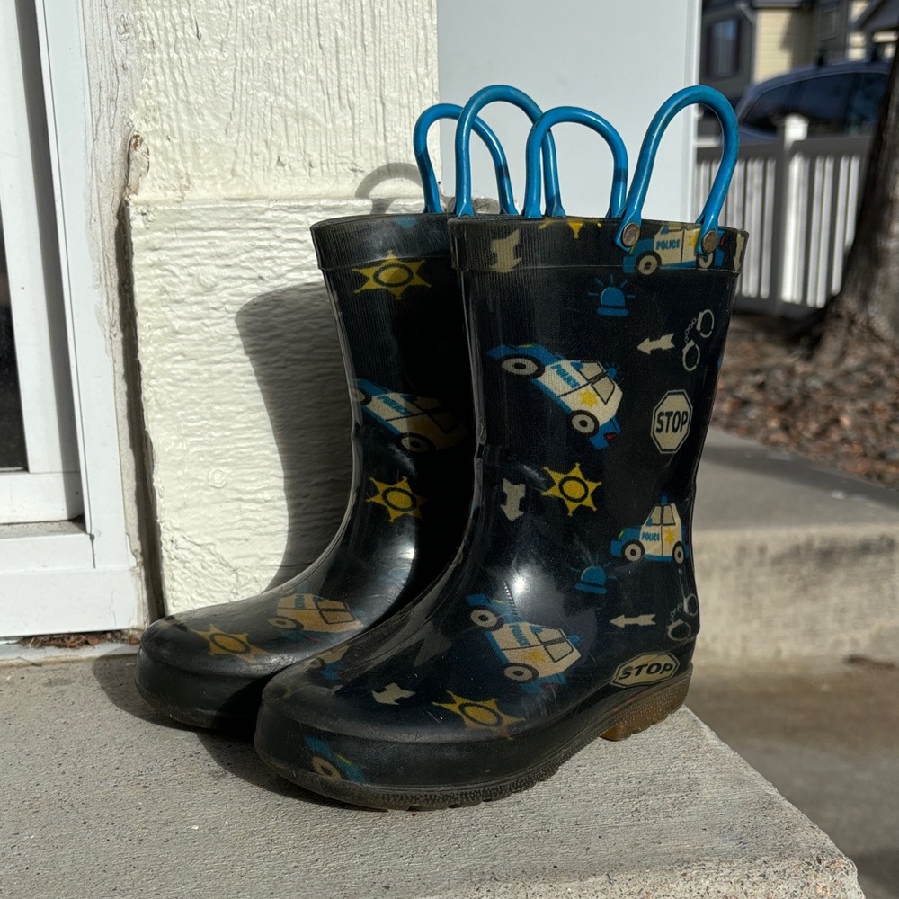 Kids' LIGHT UP police theme Rain 🥾